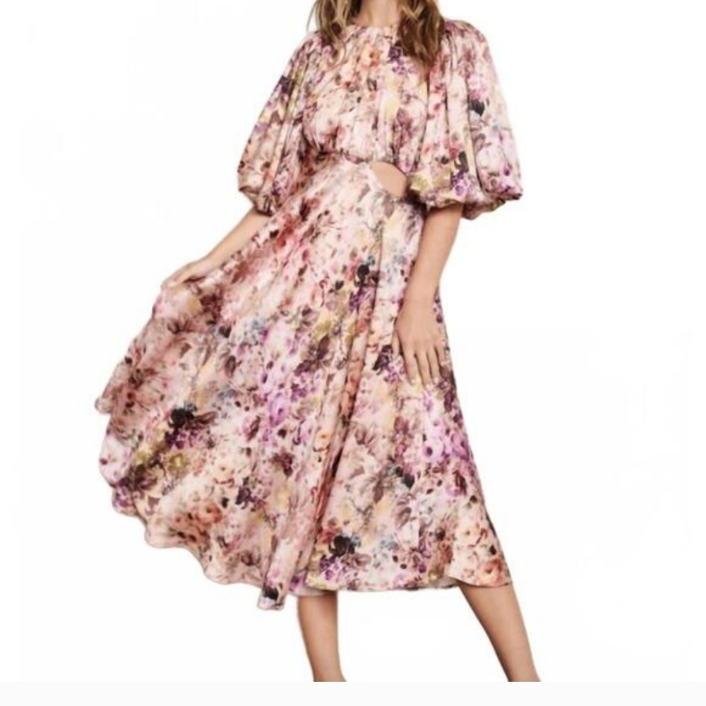 DRA Los Angeles Pink Floral Midi Skirt